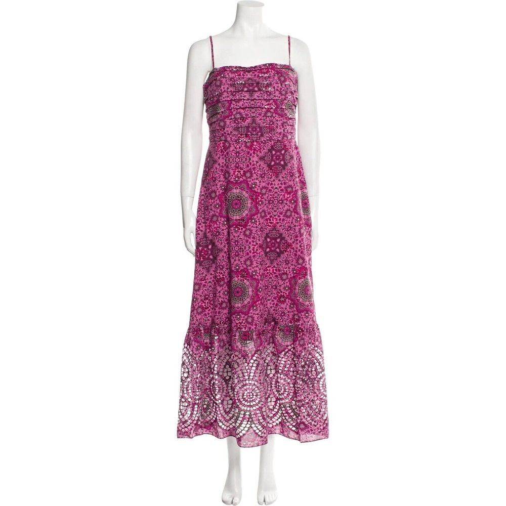 Kobi Halperin Women's Pink Lizzie Pleated Eyelet Midi Dress Size Large NWOT
